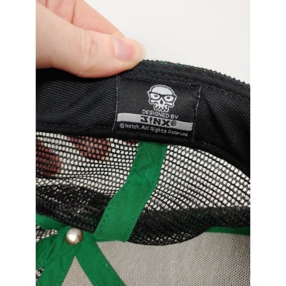 Flat Fitty Minecraft Creeper Green & Black Mesh Trucker Snapback Hat Cap Sandbox - Picture 8 of 8